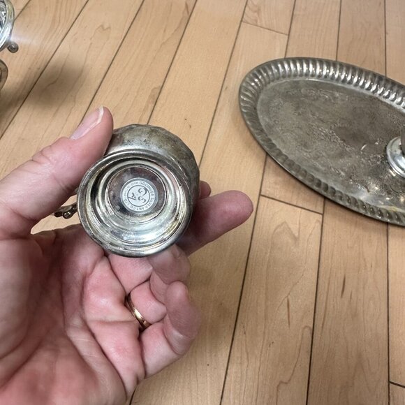 GODINGER SILVER ART Vintage Silverplate Miniature Tea Set with Tray - Picture 10 of 16